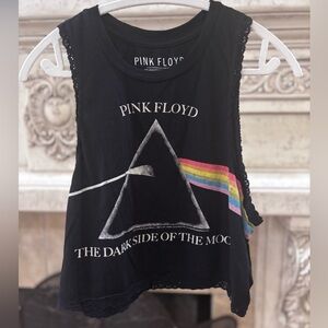 Pink Floyd Crop Sleeveless Band T-shirt Lace Trim Size Large